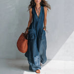 Solid-color Wide-pocket Jumpsuit For Women