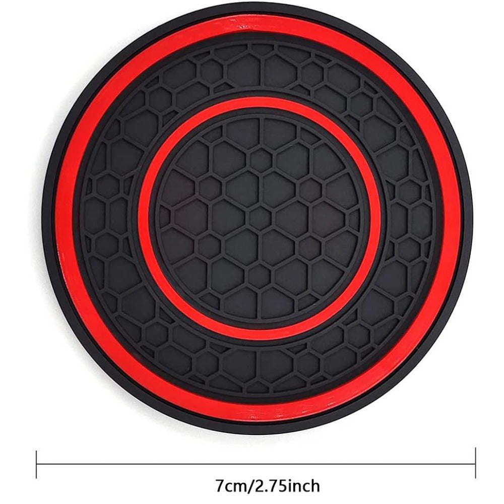 Advanced Silicone Vehicle-Mounted Cup Holder Coaster-Non-Slip, Dustproof, Easy to Clean-Suitable for Most Car Models, Red and Black Design
