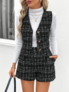 Stylish Oriented Women's Plaid Print Vest and Shorts Set