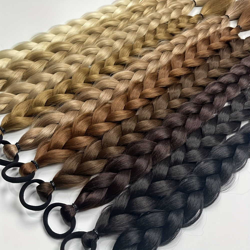 Braided Long Ponytail Extensions With Elastic Band Hair Synthetic Fiber 24Inch Blonde Braids Pony Tail Hair Accessories For Party Daily Use Halloween Christmas