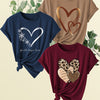 3-Pack Women'S Heart Print Short Sleeve T-Shirts, Casual Crew Neck Polyester Tops, Spring/Summer Knit Fabric Pullovers, Regular Fit H-Style Tee Shirts with Slight Stretch - 180gsm