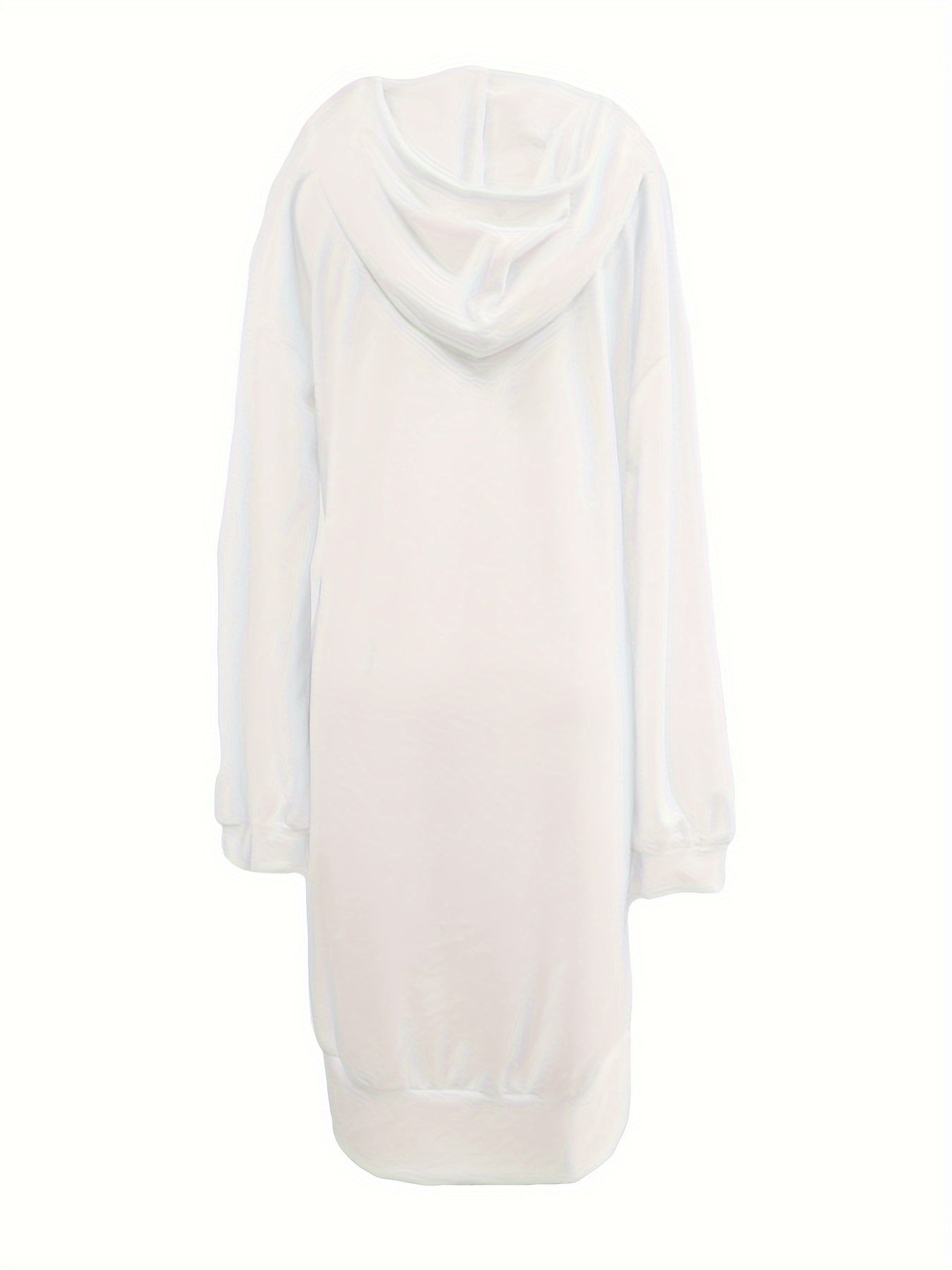 Stylish Long Sleeve Plunge Neck Hooded Dress - Soft Solid Color, Split Hem, Casual Chic, Perfect for Fall & Winter, Womens Clothing