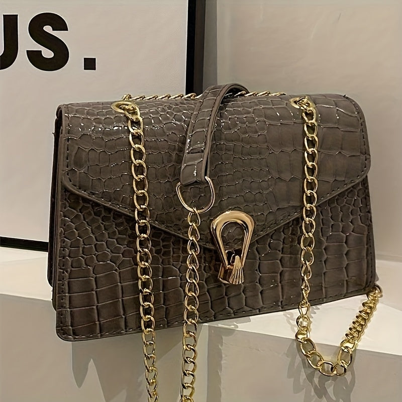 1 Women'S Fashion Rose Red Snake Pattern Crossbody Bag, Simple and Mature Style Handbag, Suitable for Daily Commuting and Holiday Parties