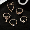 5 Elegant Heart-shaped Butterfly Triangle Rings Per Set - Bohemian Minimalist Stacked Women's Rings - An Ideal Choice For Valentine's Day, Gifts, And Daily Wear