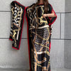 Modest Kaftan Dress - Elegant Batwing Sleeve Loose Maxi Dress with Hijab, Chain Print Boat Neck Design, Comfortable Women's Clothing for Everyday Wear