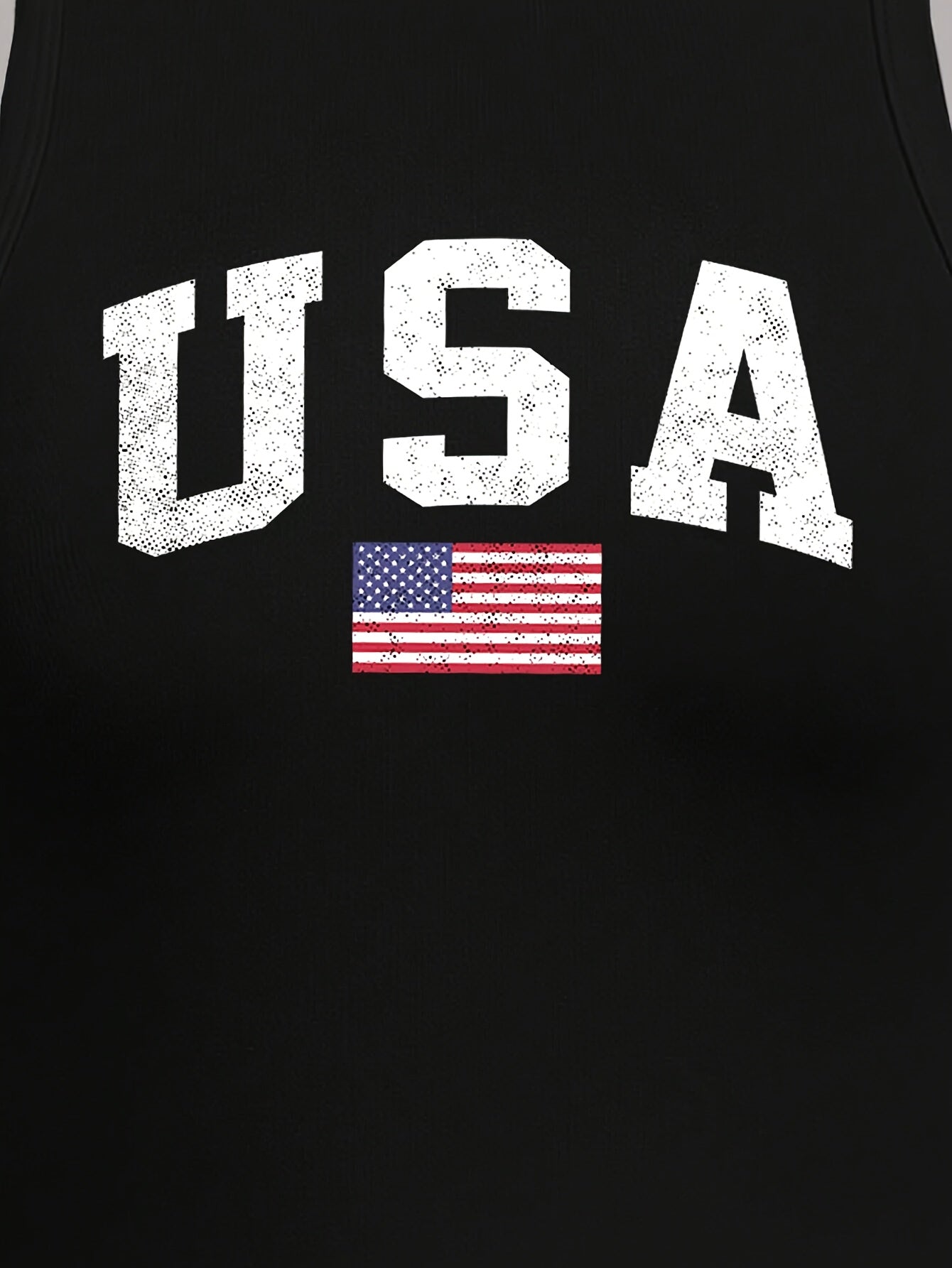Women'S Slim Fit USA Graphic Tank Top - Sleeveless Crew Neck, Black with White Lettering & Flag Design, Casual Summer & Spring Top, Ladies Tank Tops