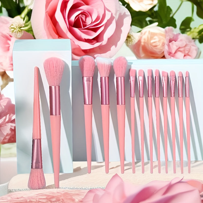 13 Professional Makeup Brushes Foundation Powder Concealer Eye Shadow Smudge Blush Highlight Natural Synthetic Brush Travel Portable Set+flannel Bag