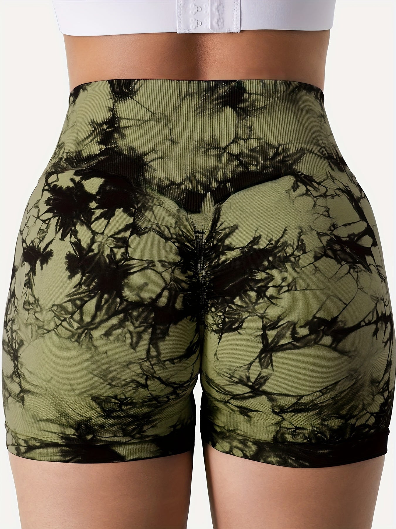 3pcs Women's High Waist Tie-Dye Yoga Shorts - Seamless, Stretchy Nylon Workout Shorts with Vibrant Purple & Black Tie-Dye Pattern, Breathable Gym & Athletic Gear for Summer