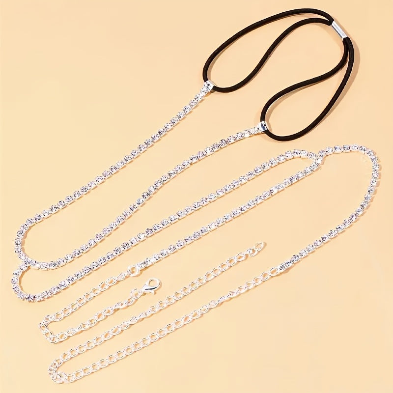 Rhinestone Leg Chains - Sparkling Body Chain with Luxurious Accents, Iron Construction, Perfect for Beach, Pool, and Party Wear, Beach Accessories|Sexy Legwear|Rhinestone Chains