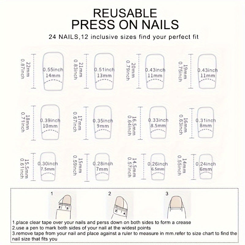 24pcs Press On Nails Set, Full Cover Medium Length, Leopard Print & Colorblock Design, Glossy Finish, with 3D Floral Accents, Includes Nail File and Jelly Glue