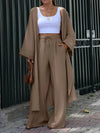 Women'S Loose Long Coat And Versatile Wide-Leg Pants Casual Two-Piece Suit