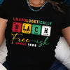 Unapologetically Black Free-ish Since 1865 Graphic Print Women's T-Shirt, Casual Short Sleeve Crew Neck Top for Spring & Summer, Lightweight Polyester, Vibrant Periodic Table Design, Machine Washable