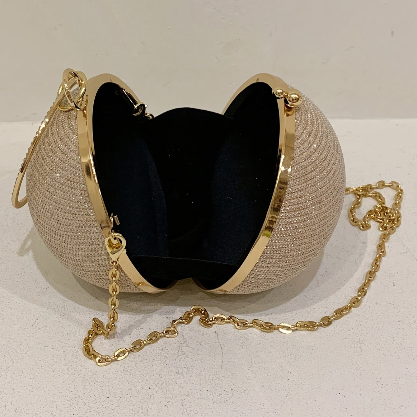 Shiny Mini Round Glitter Evening Bag - Classic Dinner Clutch Purse for Women - Carnaval Music Festival Handbag