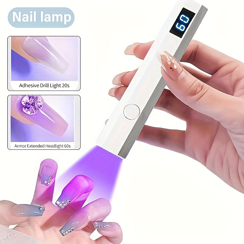 FEIYBA Portable Mini Handheld Nail Lamp with Digital Display - Fast Gel Curing, Wireless, Easy to Carry, Ideal for Home Salons & Travel, USB Rechargeable, Lithium Battery, Oil-Free Nail Care, Portable Nail Lamp|Cylindrical La