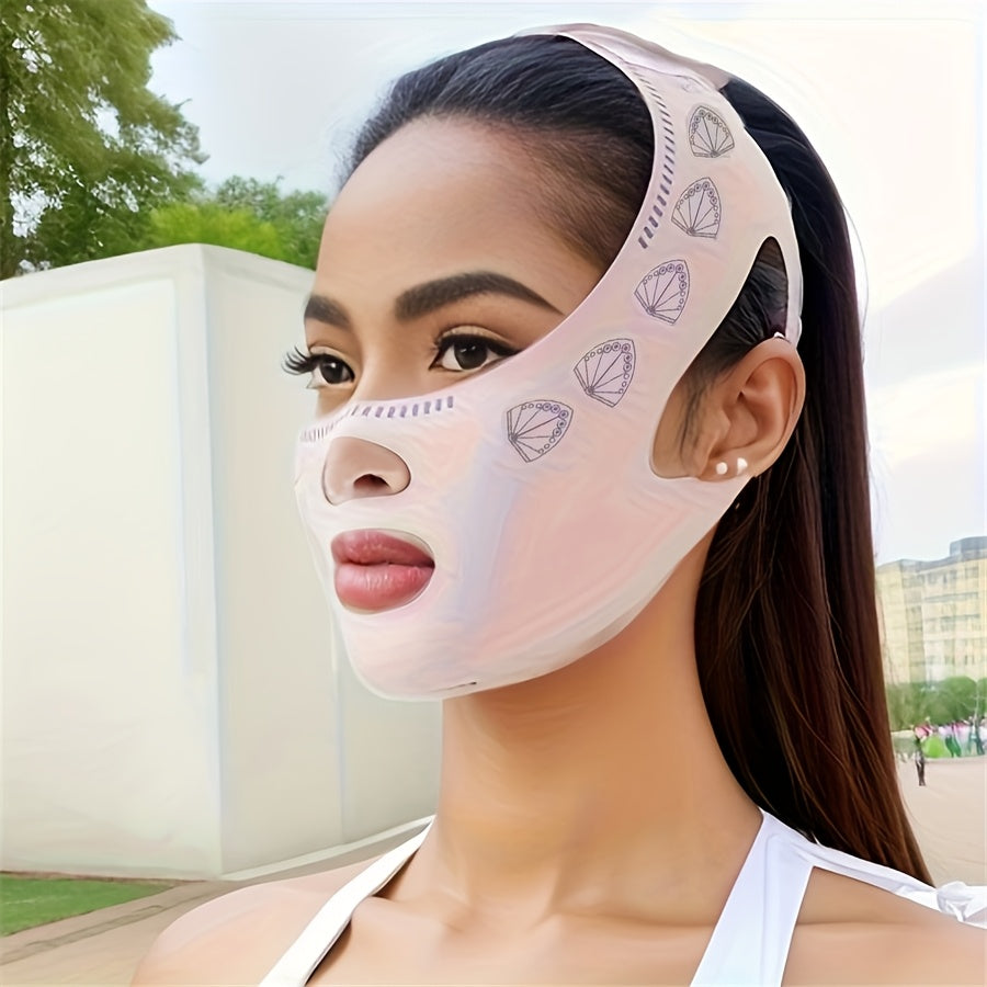 1pc Adjustable Face Lifting Band, Breathable Beauty Tape for Facial Contouring, Sleeping & Beauty Salon Use, Skin-Friendly Material with Reusable Fastening Straps