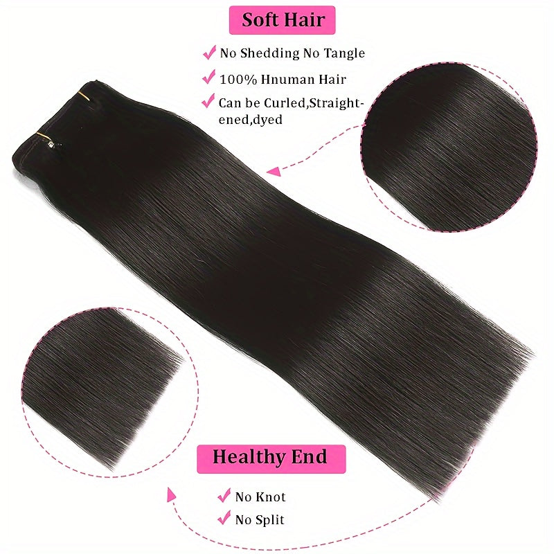 Straight Real Human Hair Clip In Hair Extensions 100% Unprocessed Virgin Human Hair Clip In Seamless Real Human Hair Clips Hair Accessories 8Pcs/Set With 18 Clips 120g
