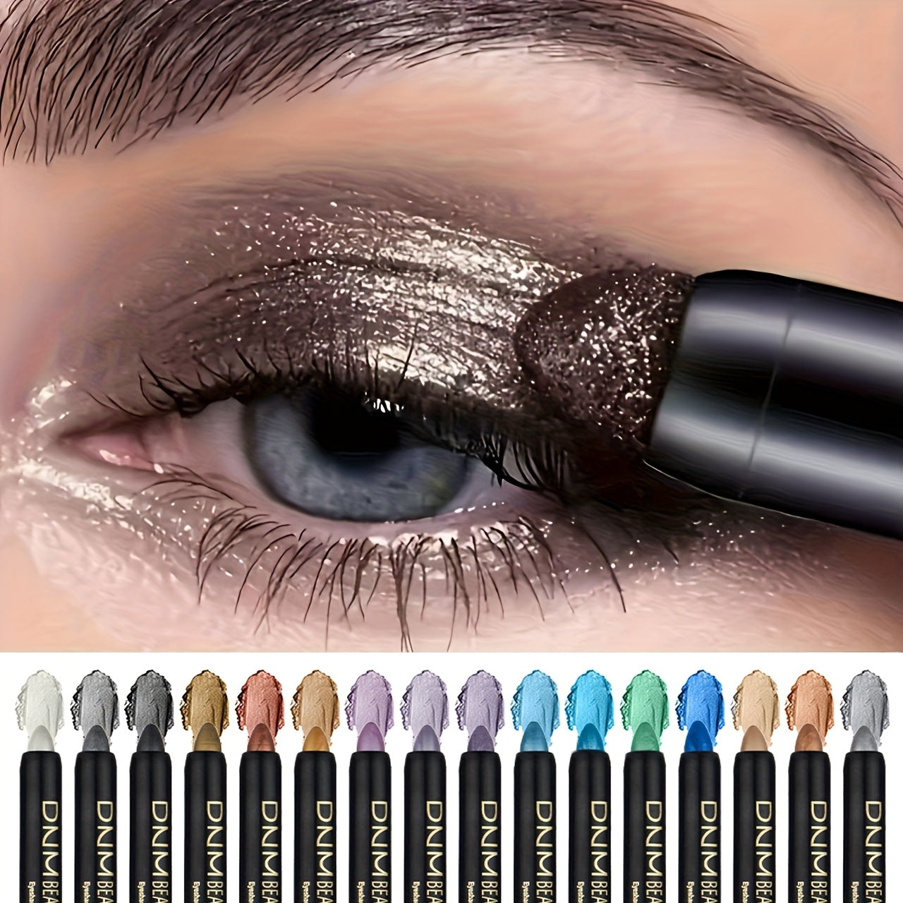 [makeup x Easter]16-Color Pearlescent Eyeshadow & Highlighter Set - Waterproof, Long-Lasting Eye Makeup in Shimmering Browns, Corals, Blues, Golds, Blacks & More - Perfect for Beginners & Versatile Occasions