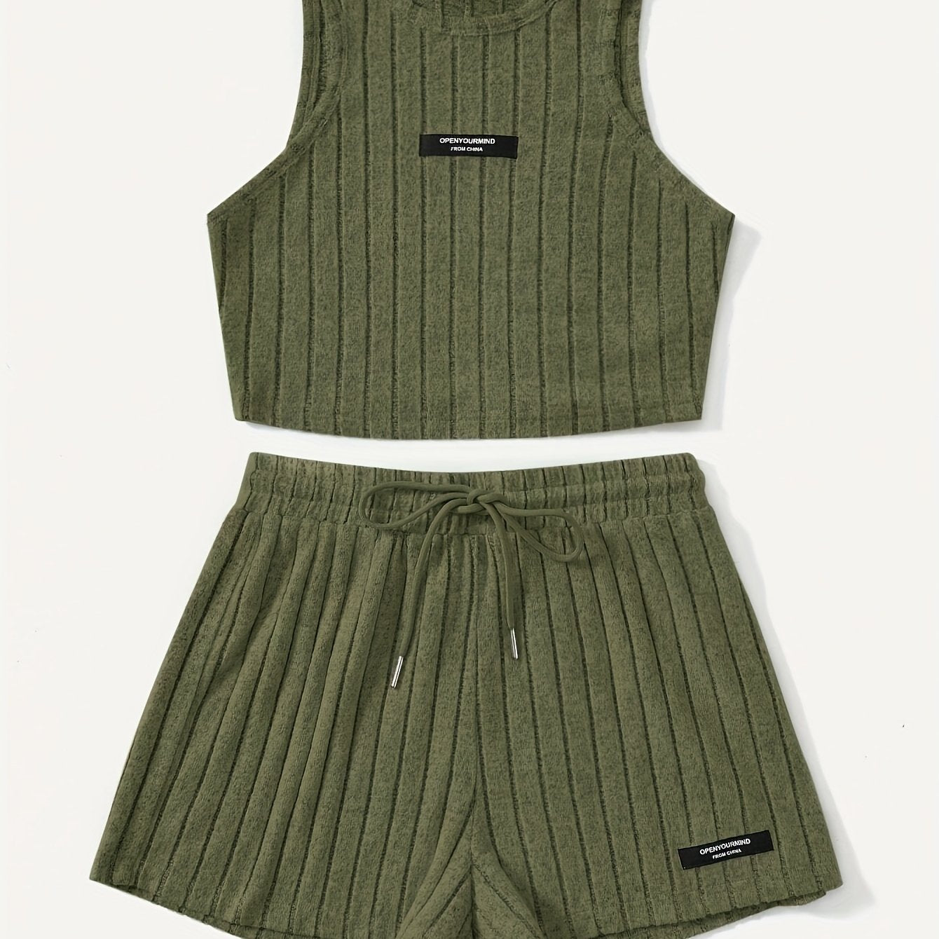 Elegant Directional Fashion Women'S Striped Skin-Friendly Tank Top And Shorts Set