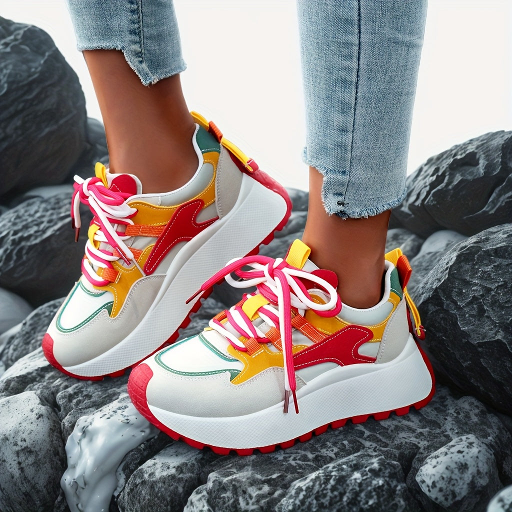 Women'S 2025 New Arrival, Colorful Striped Running Shoes with Thick Sole - All-Season Motion-Control Sneakers for Fitness and Running, Allseason Sneakers|Playful Design|Motioncontrol Support