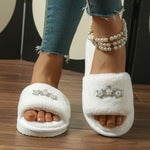 Cozy Star-Patterned Plush Winter Slippers for Women - Warm, Comfortable Flat Fuzzy Shoes with Soft Sole - Perfect for Home & Bedroom - Winter Season - For Women - Keep Feet Warm & Cozy - Ideal Gift for Her