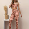 Tie Dye Sexy Set, Crop Slim Fit Strapless Top & Skinny Fit Pants, Women's Clothing