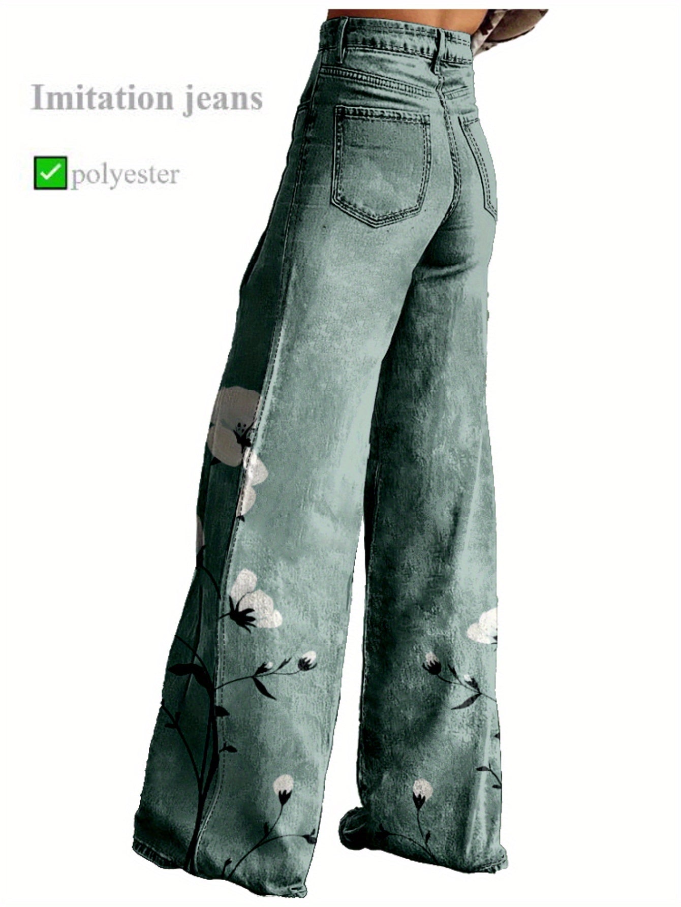 Y2K High Waisted Flared Wide Leg Pants for Women - 3D Printed Abstract Floral Design, Loose Floor-Length Comfort, Polyester Casual Hip Hop Style, Spring/Autumn Machine Washable