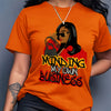 [Stylish T-Shirt] Polyester Women's Casual T-Shirt - Stylish Cartoon Character Print "MINDING MY OWN BUSINESS" Design, Machine Washable, All-Season Wear