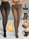 2pcs CHCME Fleece-Lined Thermal Tights - Anti-Pill, Scratch-Resistant, Sheer Glossy Finish Pantyhose, High Waist, Snug Fit, Hand Washable - Women's Winter Hosiery, Winter Tights
