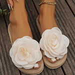 1 Pair Women's Floral Slip-On Sandals, Casual All-Season Fabric Upper with EVA Sole and Insole, Hand Washable - Fashionable Flat Beach Slides, Ladies Sandals