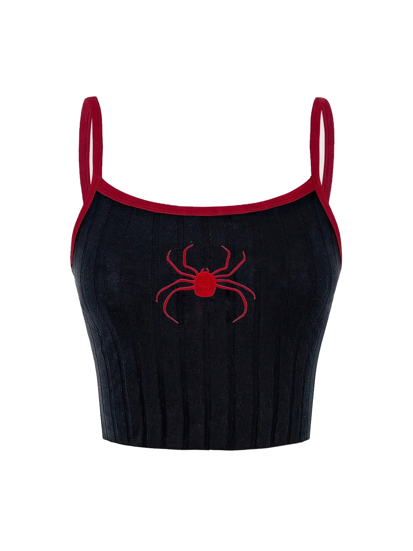 Girls' Butterfly Embroidered Ribbed Cami Top - Stretchy Cotton Blend, Machine Washable - Perfect for Spring/Summer