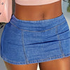 Chic Blue Denim Mini Skirt for Women - Sexy Zipper Closure, Straight Cut with Pockets, Stretchy & Soft Viscose Blend, Machine Washable - Perfect for Summer Streetwear