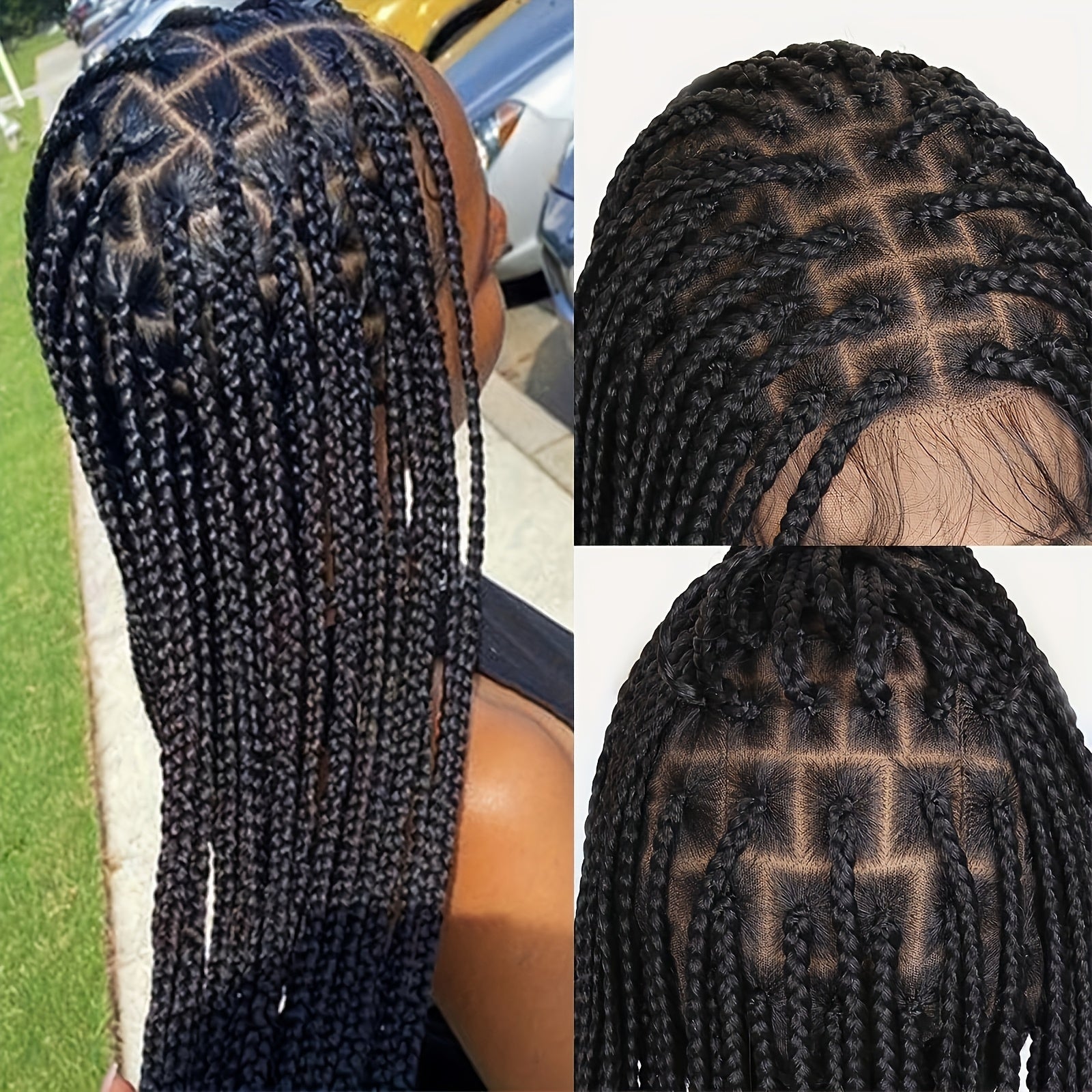 Latest Style Full Double Lace Front Braid Wig for Women - Hand Braided, Knotless Cornrow Braids, Blended Black Hair, Natural Looking, Breathable, Comfortable