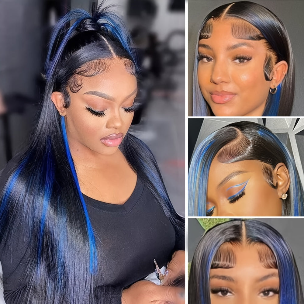 Silvery Grey 13x4 Transparent Lace Frontal Wig 26 Inches Silvery Straight Lace Front Wigs for Women 180% Density Synthetic Heat Resistant Fiber High temperature fiber Straight Glueless Lace Wig Natural Straight Long Lace Wig