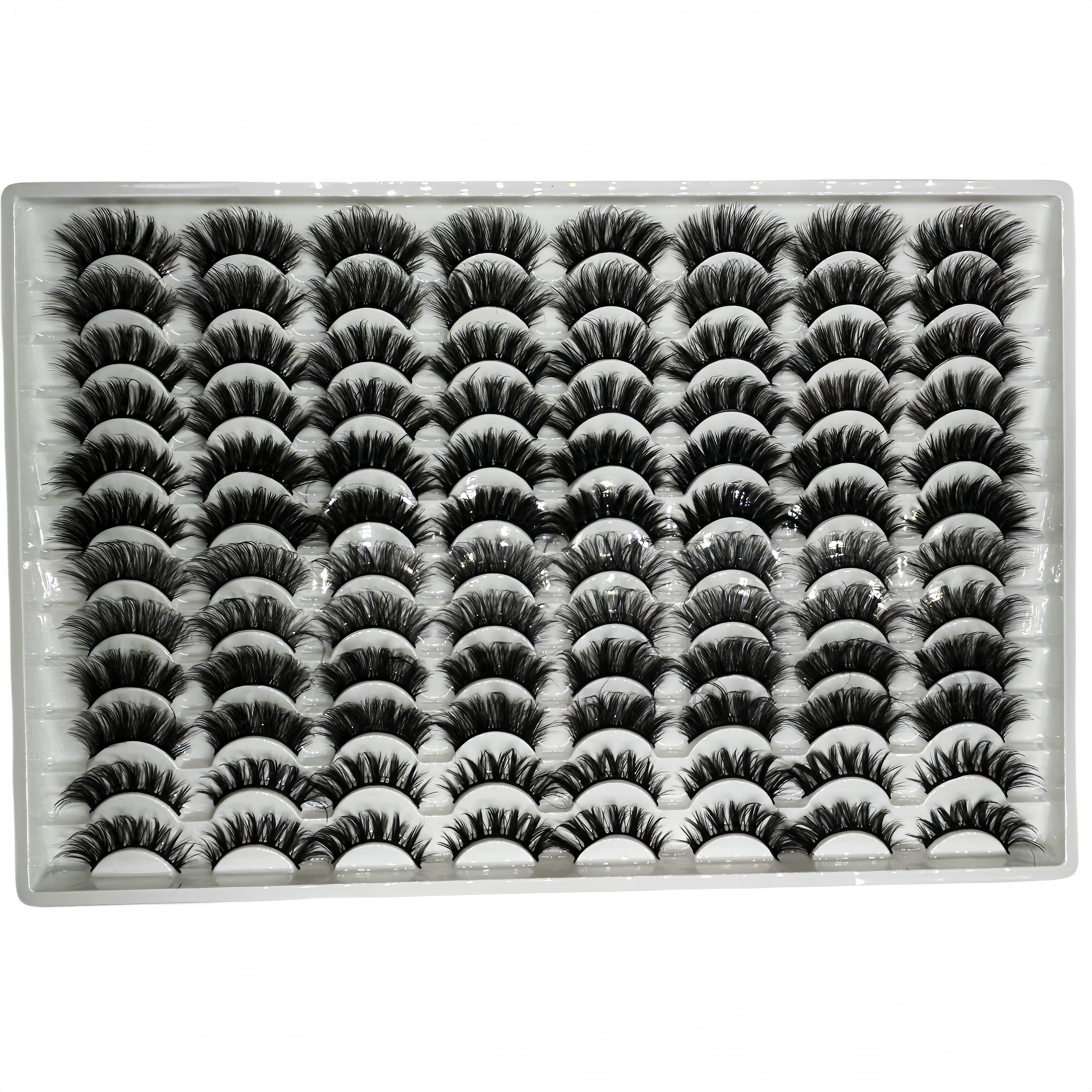48 Pairs Mixed Style False Eyelashes - Fluffy, Curled, Dramatic 5D Wispy Strip Faux Mink Lashes, Voluminous Black & Light Brown Mix for Long-Lasting Glam