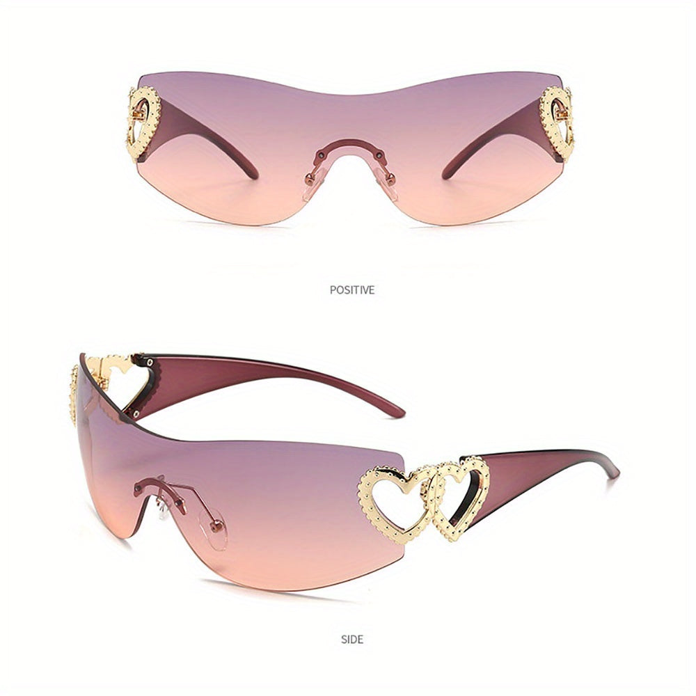 Fashion Glasses Heart Border Decorative Glasses, Gradient Lens, Anti-reflective, for Women, Party, Carnival, Festival Gift