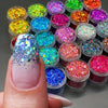 25 Jars/set Iridescent Nail Art Glitter Sequins Set Holographic Colorful Sparkly Hexagon Flakes Bottled Nail Sequins
