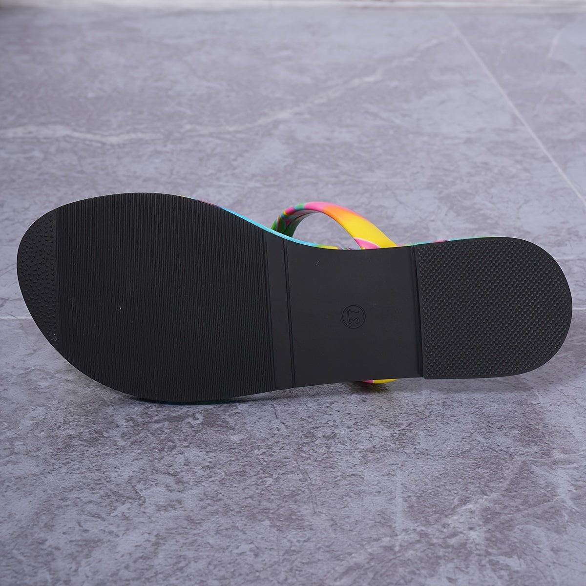 Colorful Ball Toe Striped Fashion Style Elegant Women's Summer Flat Slippers