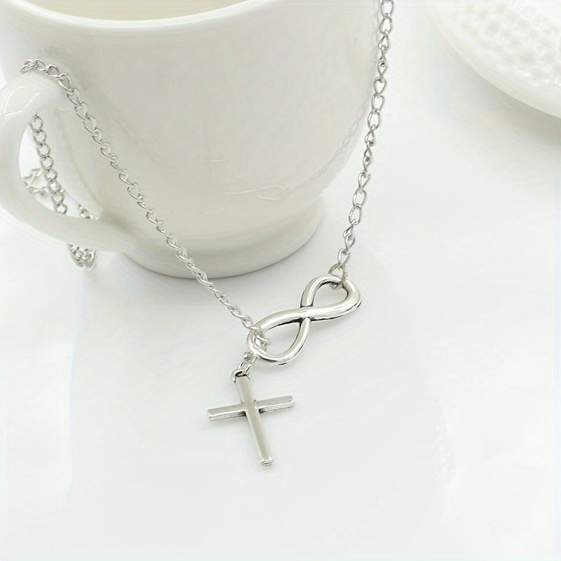 Minimalist Lucky 8-character Cross Short Necklace Jewelry