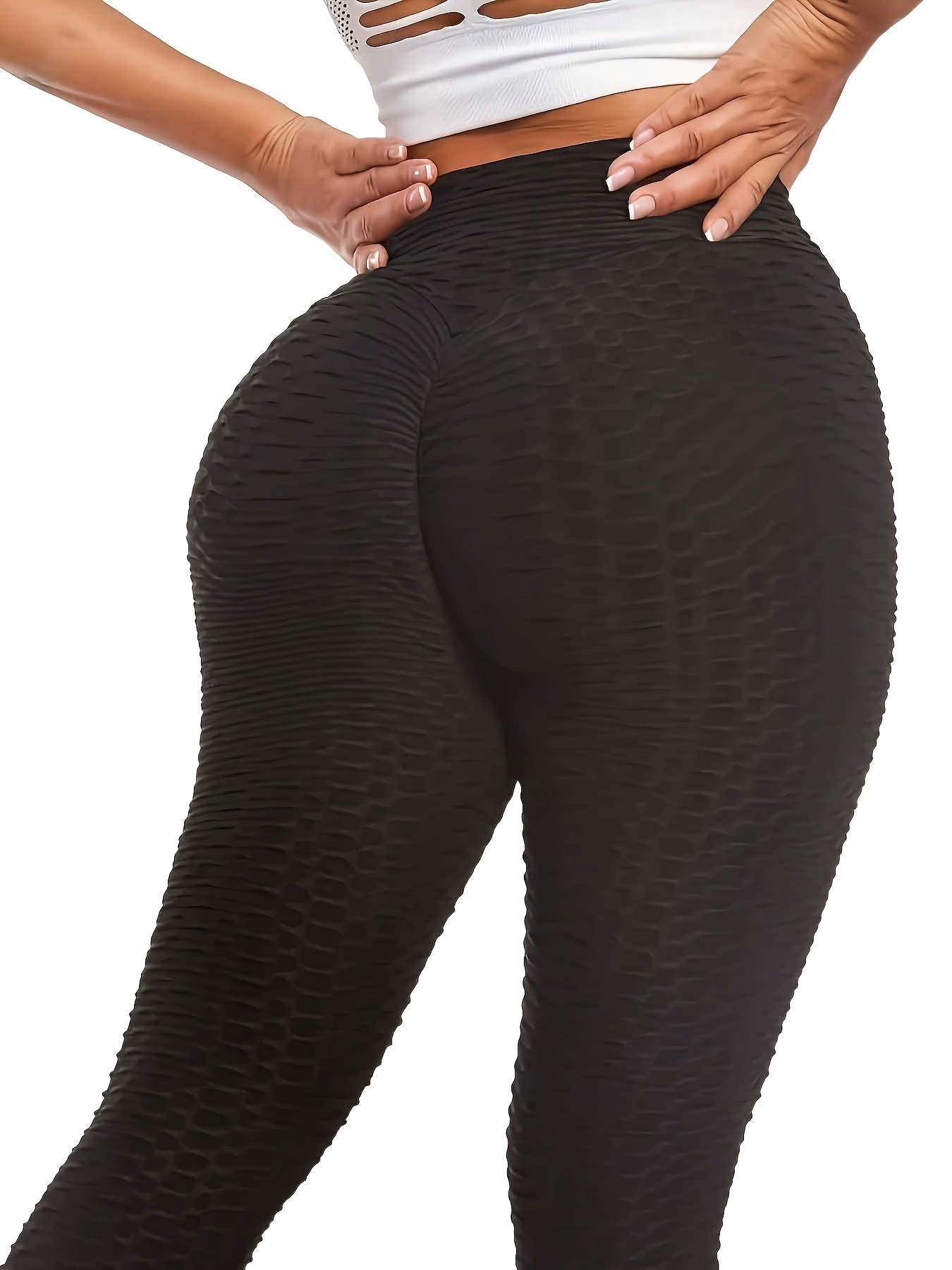 5pcs Honeycomb Sports Running Leggings, High Waist Fitness Yoga Tight Pants, Women's Activewear