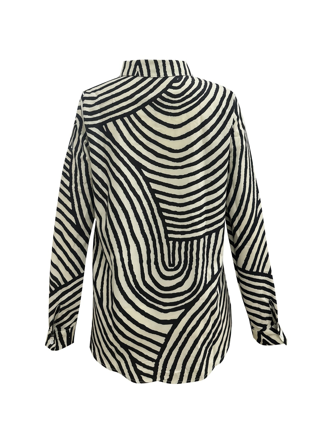 Mother'S Day Women'S Casual Long-Sleeve Shirt with Geometric Print And a Collar Design.