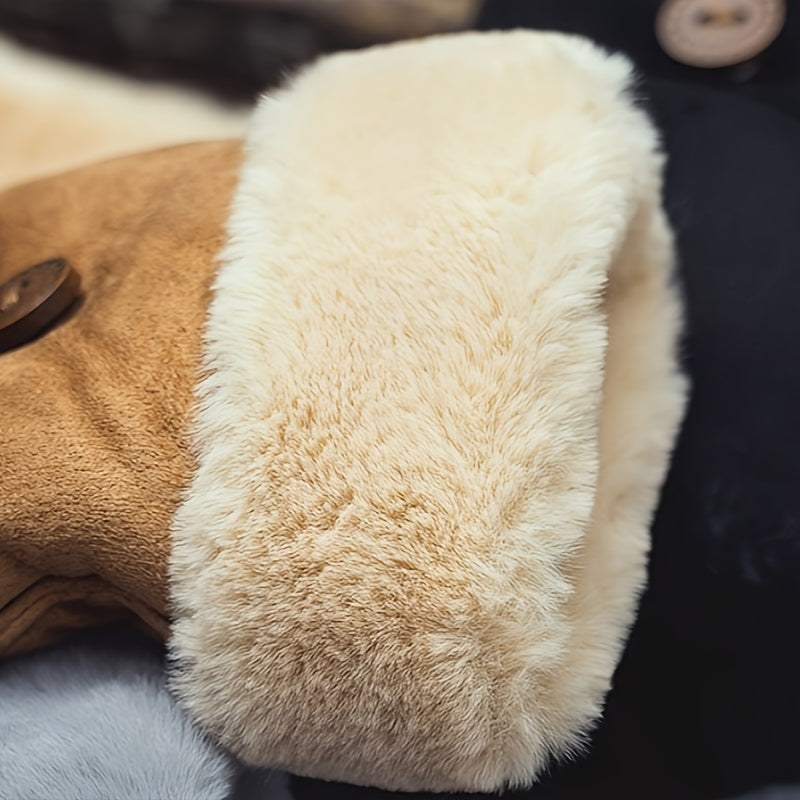 Women'S Autumn And Winter Warm And Cute Thick Fleece-Lined Half-Finger Touchscreen Gloves for Biking, Featuring a Flip Cover.