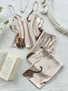 Leopard Print Fashionable Comfort V-Neck Camisole Long Pants Pajama Set 2pcs
