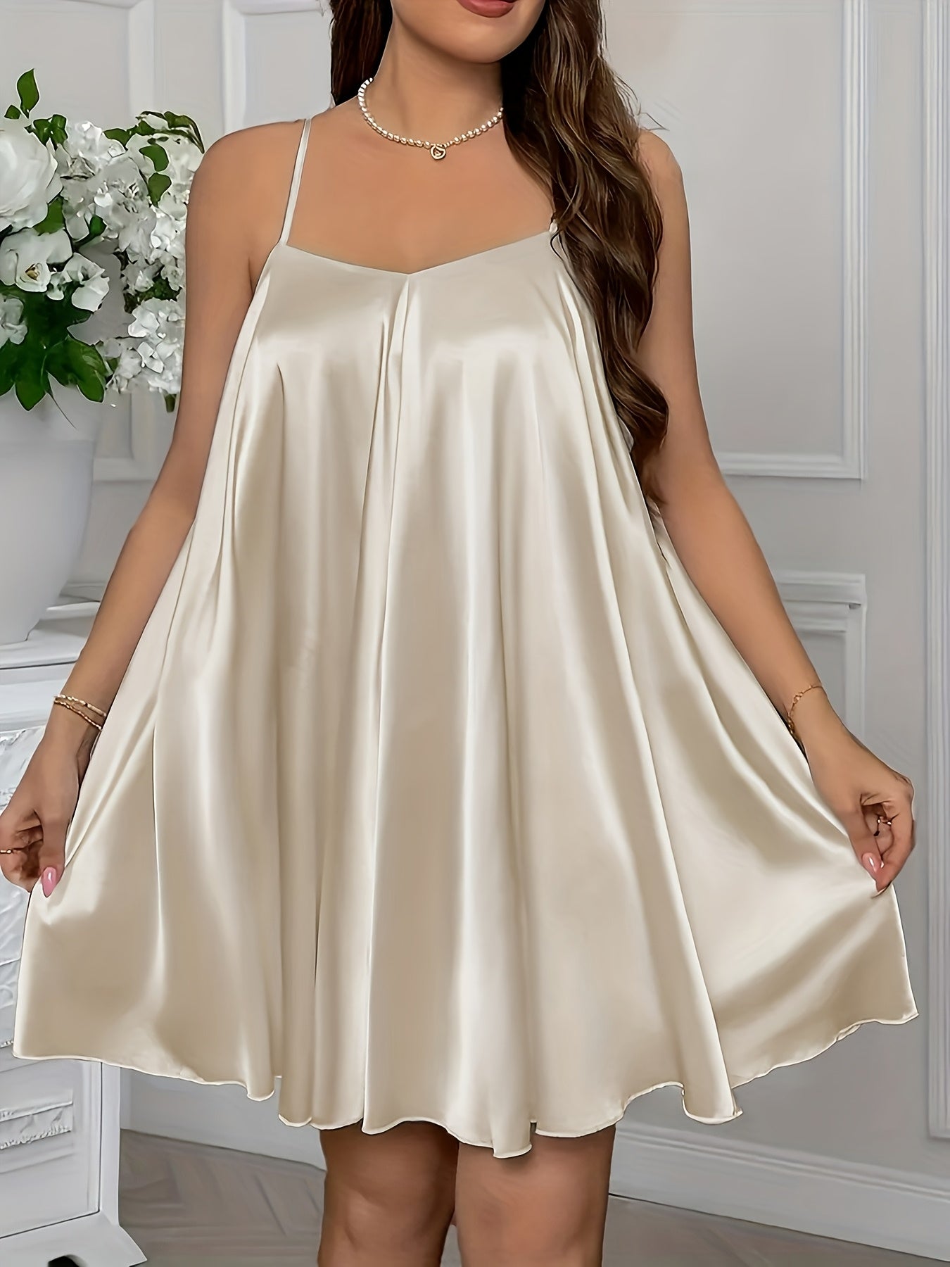 New Set of 3 Pajamas for Women, Solid Color Sexy Suspender Nightgown and Home Clothes Can Be Worn Outside