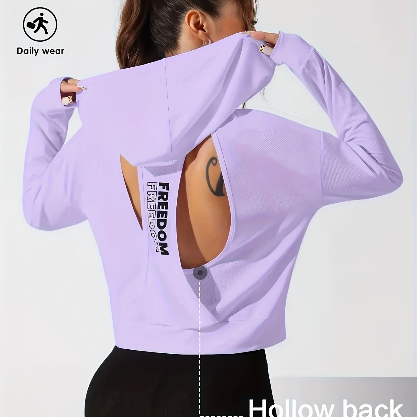1pc Women's Stylish White Hooded Long-Sleeve Top - 100% Polyester, Semi-Translucent, Lightweight & Breathable for Spring/Summer, Machine Washable, Perfect for Tennis, Gym, and Casual Wear