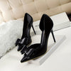 Women's Bowknot Decor Stiletto Heels - Fashion Point Toe Side Cutout Dress Pumps - Stylish Slip On Heels - For Women - Perfect for Parties & Evening Events - Ideal Gift for Her