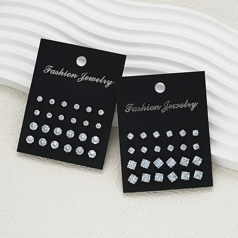 Set Of 48pcs Of Stylish And Classic Earrings With Simple Style, Embedded With Rhinestones, Suitable For Daily Wear, Parties, And Gifts.