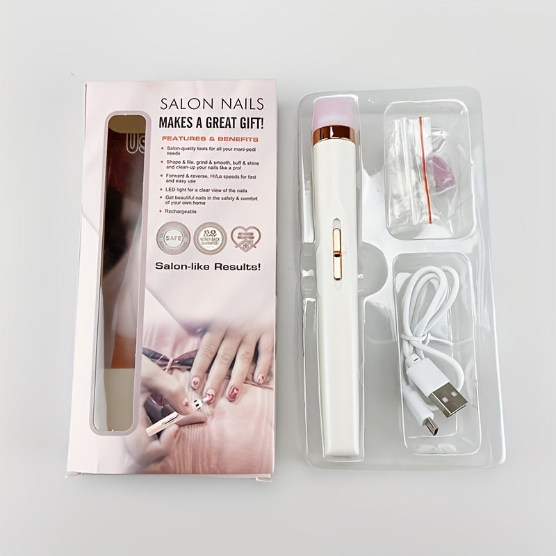 5-in-1 Electric Nail Polisher Pen - USB Rechargeable, Low Noise, Professional Manicure & Pedicure Kit for Hands, Feet & Nails