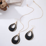 Water Drop Hollow Metal Pendant Necklace And Earrings 2-Piece Set For Women