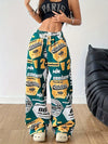 Women'S Y2K-Inspired Wide-Leg Athletic Pants with "Paris" Tank Top - Green, White, and Yellow Graphic Print, Drawstring Waist, Casual Sportswear, Casual Sportswear | Graphic Print Pants | Drawstring Waistband, Athletic Wear