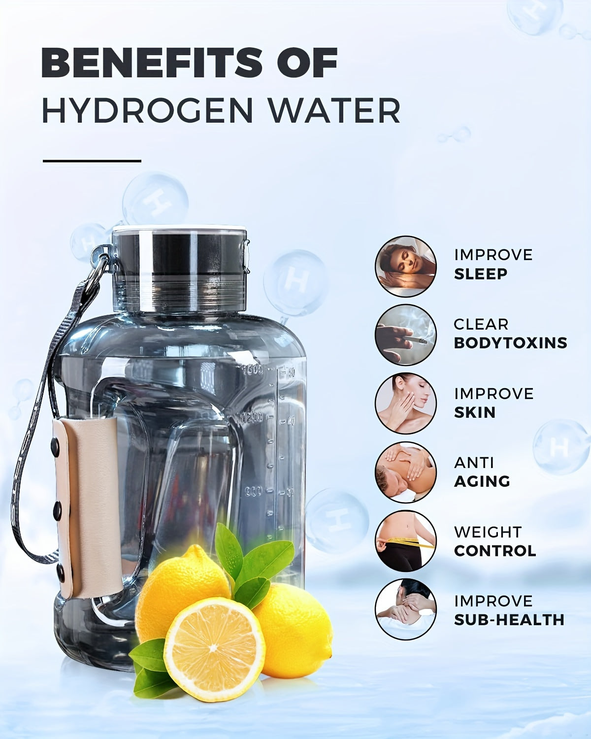 Hydrogen-Rich Water Cup Kettle Water Bottle Portable Pot Hydrogen And Oxygen Separation of High Concentration of Hydrogen-Rich Pot Large-Capacity Sports Tons Tons Bucket